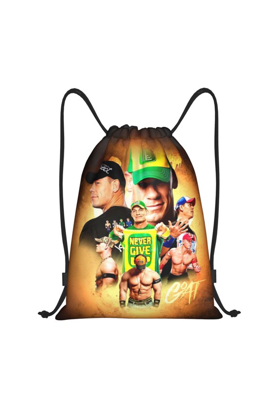John Wres-tler Cena Drawstring Bag Waterproof Adjustable Lightweight Sport Gym Sack Cute Cartoon Drawstring Backpack For Men Women