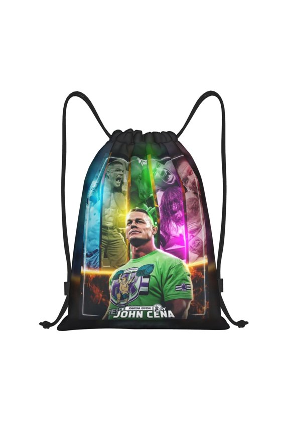 John Wres-tler Cena Drawstring Bag Waterproof Adjustable Lightweight Sport Gym Sack Cute Cartoon Drawstring Backpack For Men Women