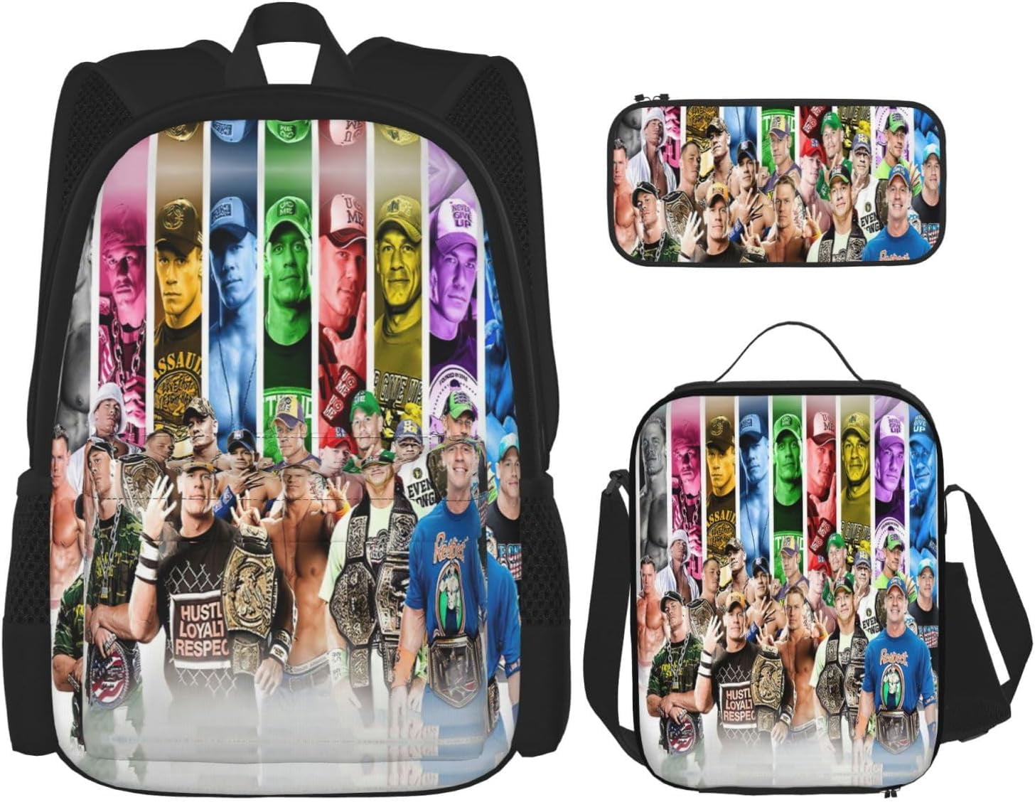 John Wrestler Cena Backpack 3 Pieces Set With Lunch Box And Pencil Case ...