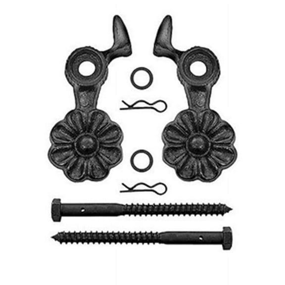 John Wright 88-252 Pair of Cast Iron Sun Flower Shutter Dogs - Lag Mounted