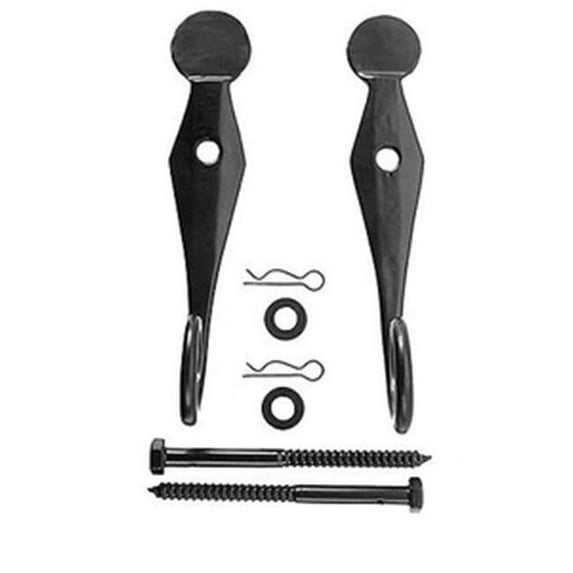 John Wright 88-265 Pair of Forged Iron English Rat Tail Shutter Dogs - Lag Mounted