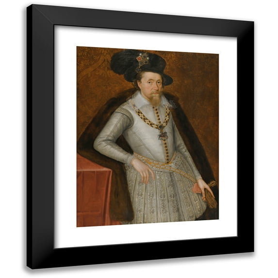 John de Critz 19x24 Black Modern Framed Museum Art Print Titled - Portrait of James I