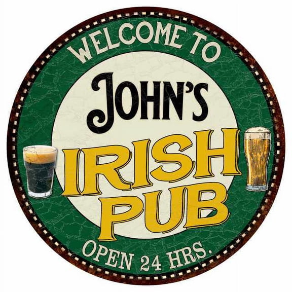 John's Irish Pub 14" Round Metal Sign Kitchen Bar Wall Decor 100140036074