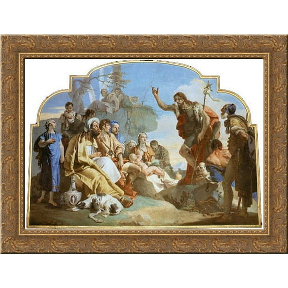 John the Baptist Preaching 24x20 Gold Ornate Wood Framed Canvas Art by Tiepolo, Giovanni Battista