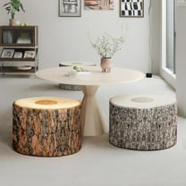 Johnear 2 Packs Large Pouf Ottoman Stuffed Round Poufs Funny Wood Log Trunk Ottomans for Living Room Foot Rest Footstool for Under Desk