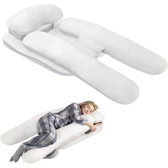 Johnear 3 in 1 Side Sleeper Pillow with Arm Tunnel Shoulder Relief Support Area, Shoulder Pain Relief Wedge and Body Pillow System for Adults, White