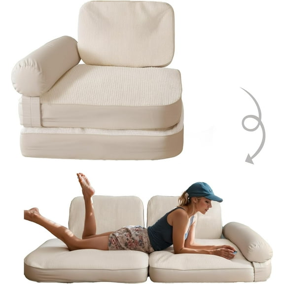 Johnear Foldable Floor Sofa Cushion Folding Floor Couch Bed Mattress with Pillow Bean Bag Bed for Gaming Reading Resting Lazy Sofa Sleeper Bed