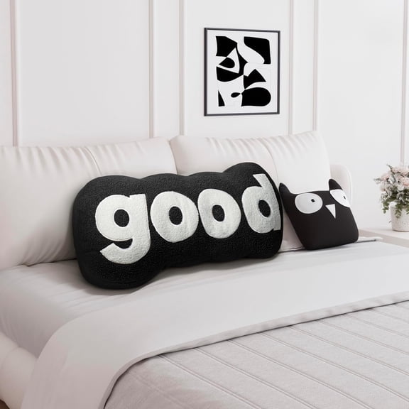 Johnear Headboard Pillow Black Plush Reading Pillow Back Support Pillow for Bed Sitting Up Adult Daybed Sofa College Dorm Bed Headboard Backrest Cushion Bolster Throw Pillow Body Pillow Twin