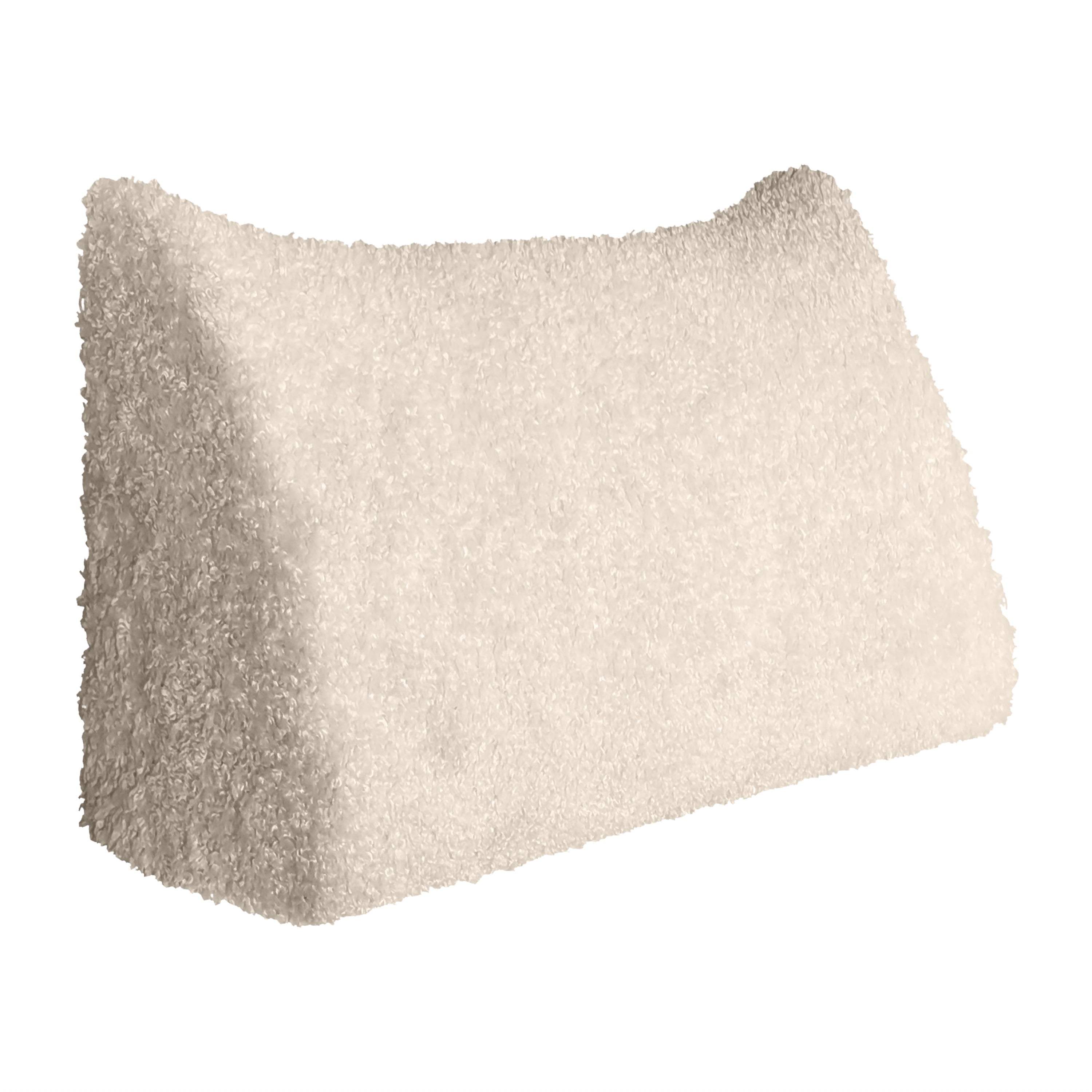 Johnear Headboard Wedge Pillow White Curly Plush Large Triangle Reading Pillow for Sitting up in