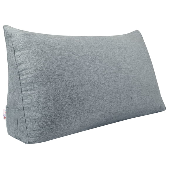 Johnear Large Bolster Triangular Positioning Support Reading Backrest Wedge Pillow for Headboard for Day Bed Bunk Bed with Removable Cover No Button Grey Full