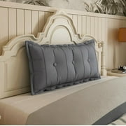 Johnear Large Headboard Pillow Cotton Linen Daybed Cushion Backrest Bolster Pillow Support Positioning Bed Sofa Rest Reading Pillow （Gray, 39 x 3 x 20 inches）