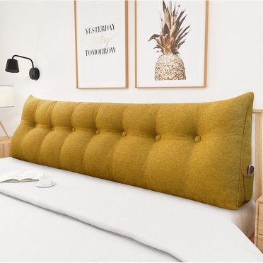 YXCSELL Headboard Wedge Pillow – Large Velvet Reading Pillow For Sitting In Bed, Backrest Support (Queen, Yellow)