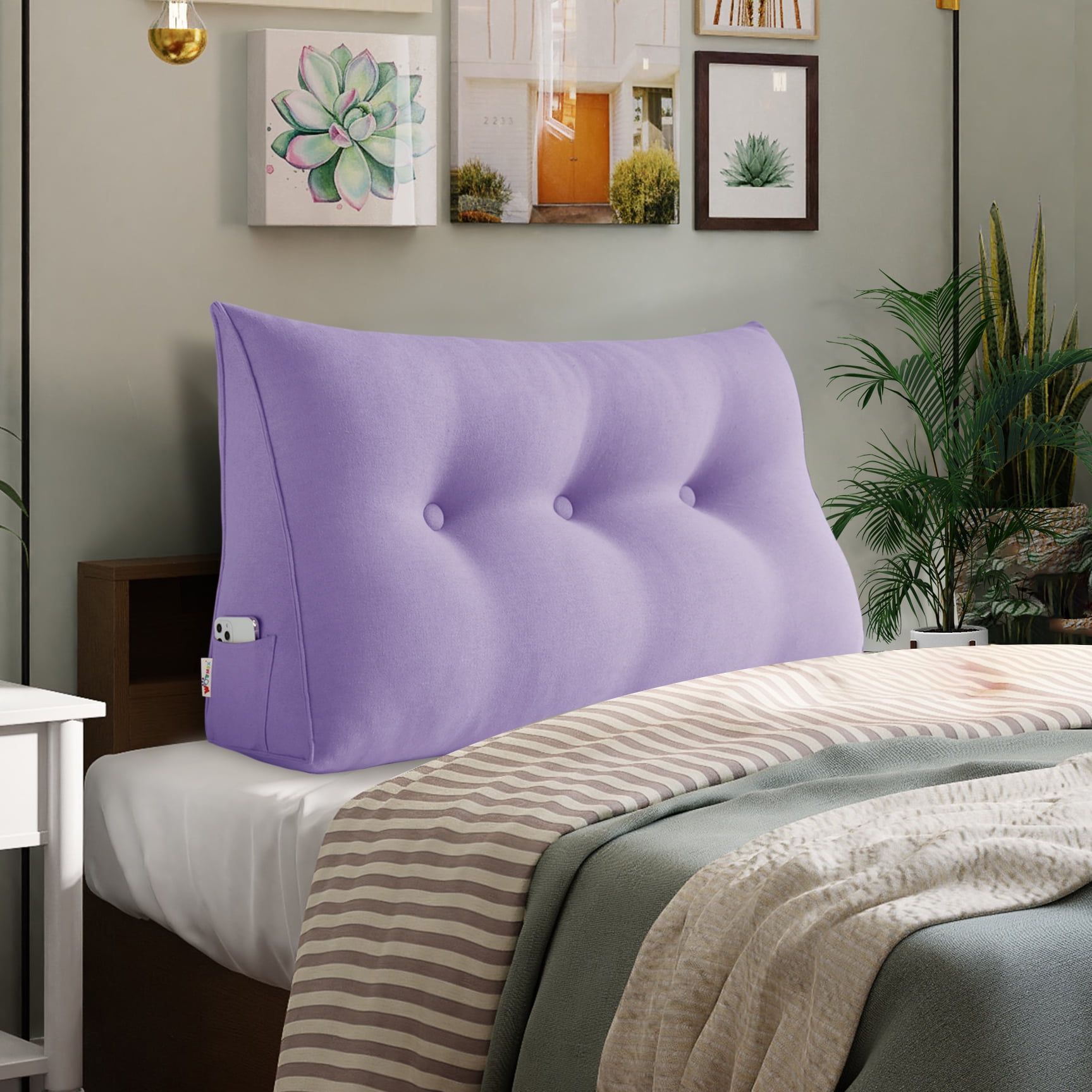 Johnear Large Headboard Reading Pillow Cotton Linen Daybed Cushion