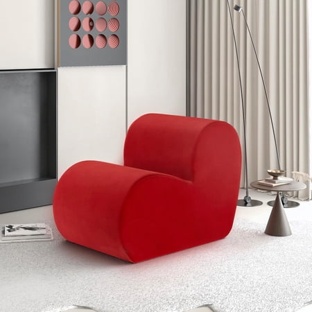 Johnear Single Sofa Chair, Red Heart Accent Chair, Heart Shaped Velvet Living Room Chair Love Floor Lazy Sofa Chair Comfy Reading Chair for Women Valentine's Day Anniversary Christmas Home Decor