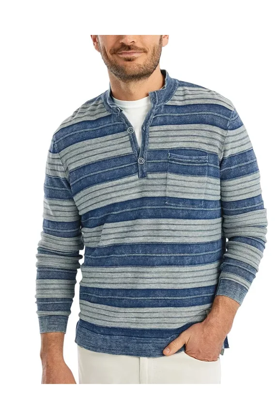 Hangin Out Hawking Sweatshirt Mariner Blue Striped Pullover Men's Sz M