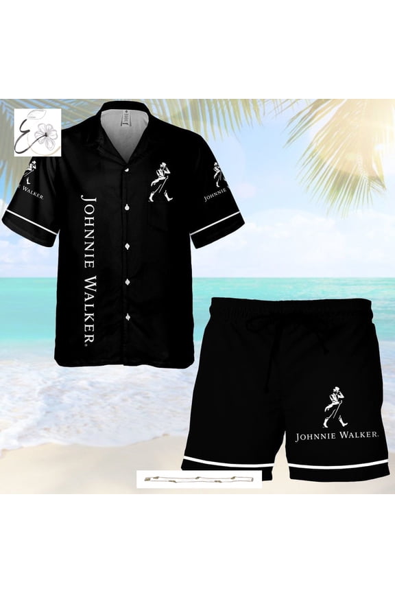Johnnie Walker All Over Print 3D Combo Hawaiian Shirt & 038 Beach Shorts