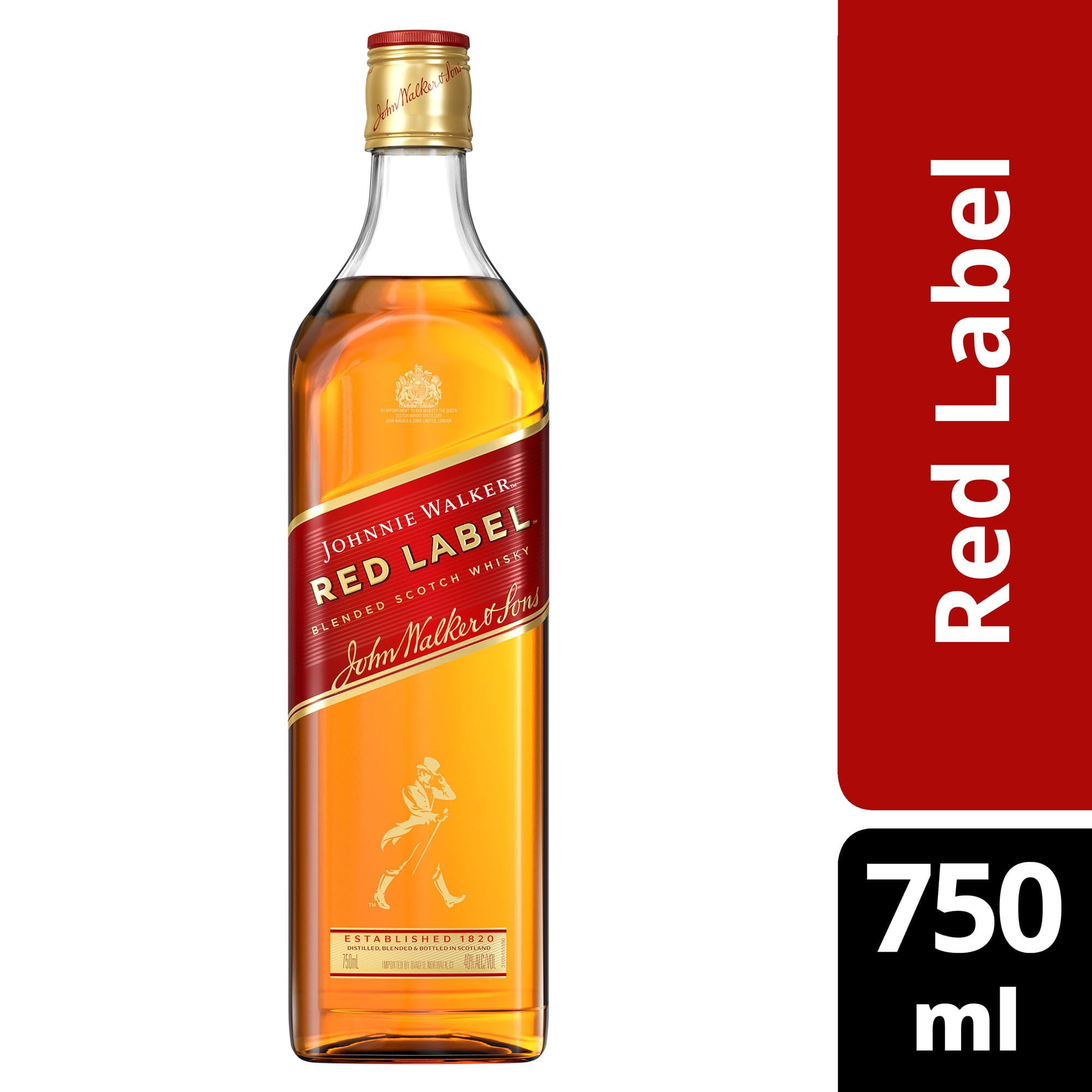 Walker Red Label Blended Scotch 750 ml, 40% ABV - Walmart.com