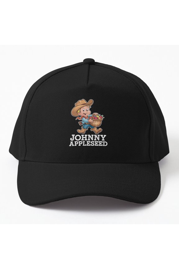 Johnny Appleseed Baseball Cap, Apple Farmer Cartoon Orchard Design, Classic Hat