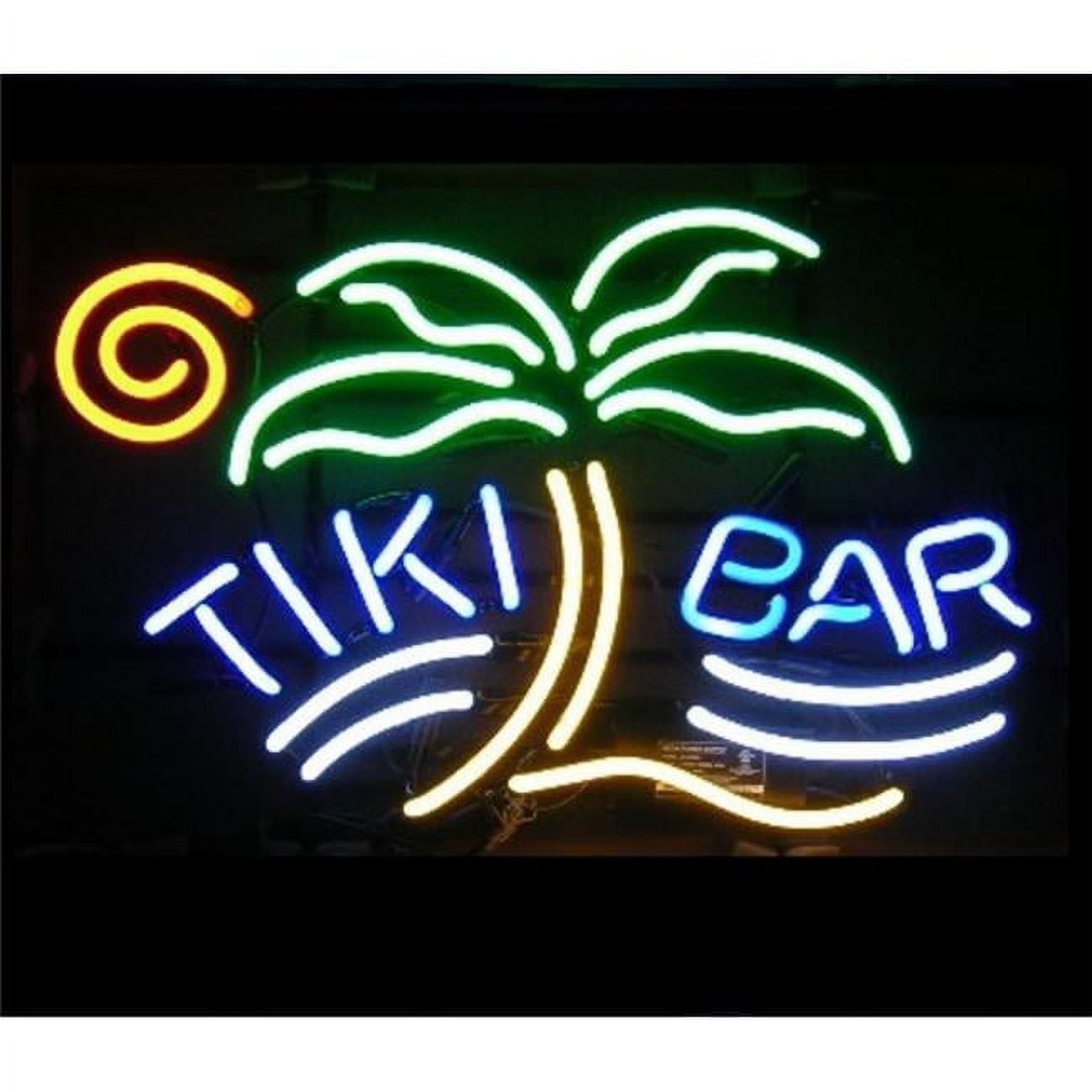 ADVPRO Tiki Bar Palm Tree Island Illuminated Dual Color LED Enseigne Lumineuse Neon Sign Blanc Et Bleu 600 X 400mm St6s64-i0787-wb