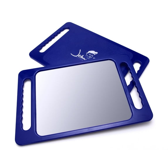 Johnny B Large Handheld Lightweight Rectangular Mirror with Double Handle for Barbers, Hairdresser, Home