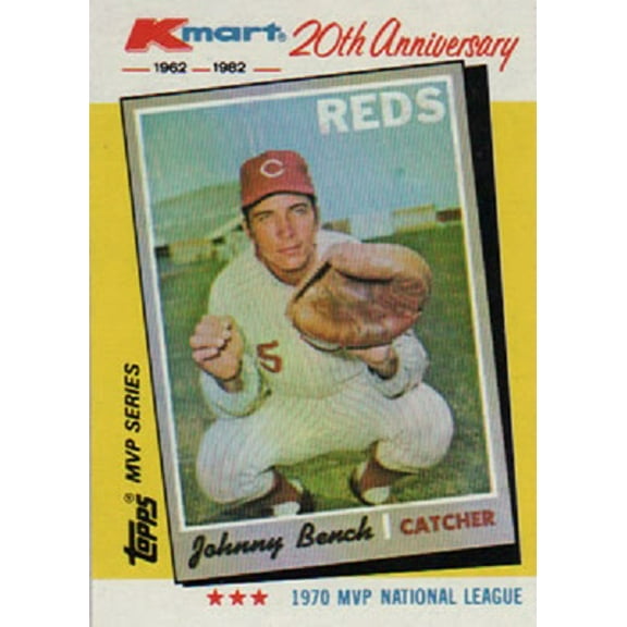 Johnny Bench 1982 Topps Kmart 20th Anniversary Baseball Card #18 (1970)
