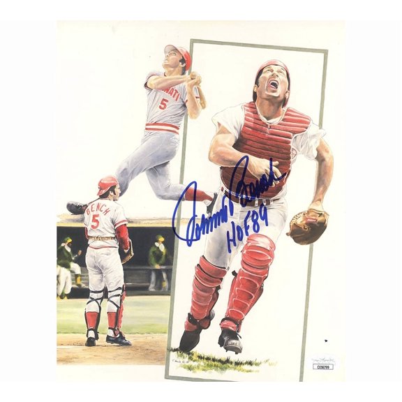 Johnny Bench Autographed/Signed Cincinnati Unframed 8x10 Baseball Collage Photo with "HOF 89" Inscription