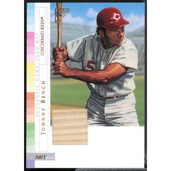 Johnny Bench Bat Card 2003 Topps Gallery HOF ARTifact Relic Jersey #JBE
