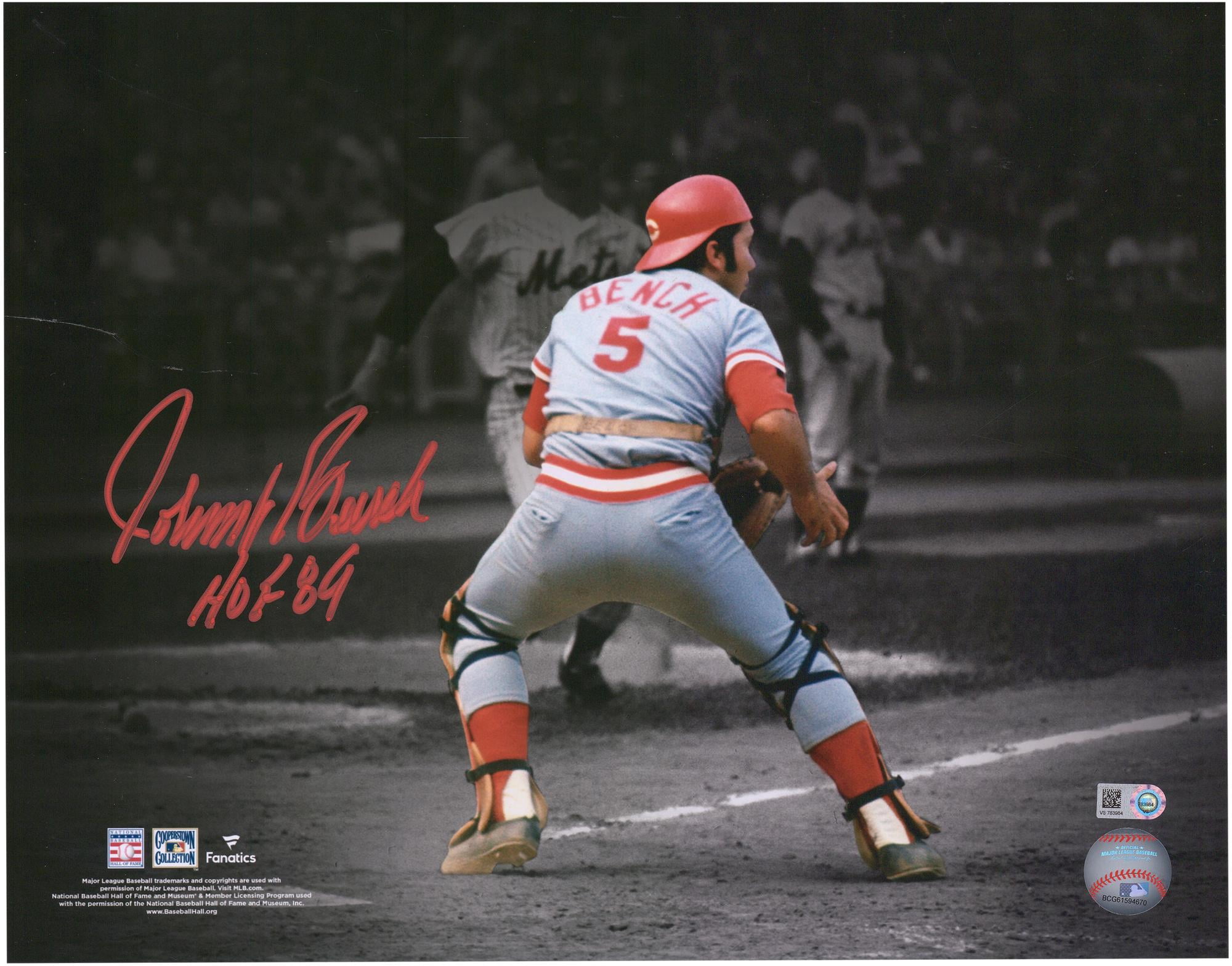 Johnny Bench Catching Style Johnny Bench Cincinatti Reds Autographed 11