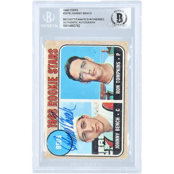 Johnny Bench Cincinnati Reds Autographed 1968 Topps MLB #247 Beckett Fanatics Witnessed Authenticated Rookie Card - Fanatics Authentic Certified