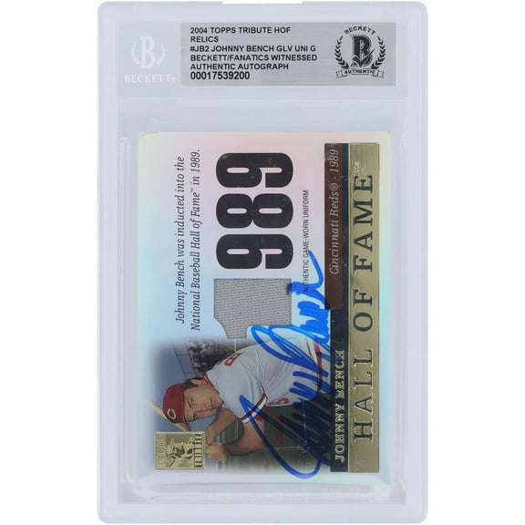 Johnny Bench Cincinnati Reds Autographed 2004 Topps Tribute Hall of Fame Jersey Relic #TR-JB2 Beckett Fanatics Witnessed Authenticated Card - Fanatics Authentic Certified