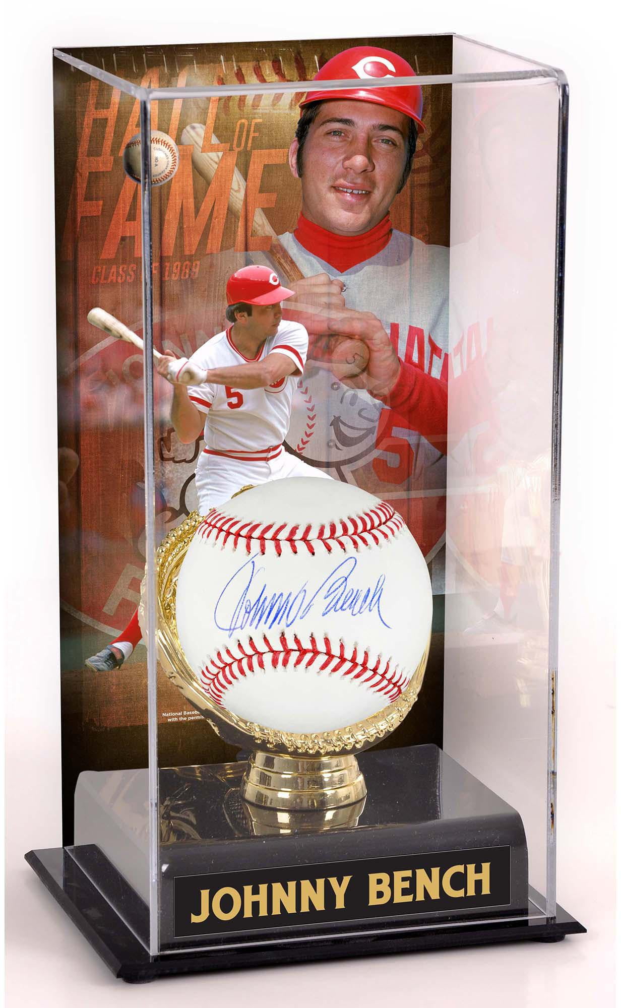 Johnny Bench Cincinnati Reds Autographed Baseball and Hall of Fame