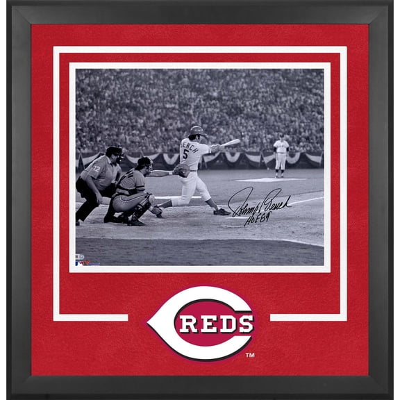 Johnny Bench Cincinnati Reds Deluxe Framed Autographed 16" x 20" Black & White Hitting Photograph with "HOF 89" Inscription - Fanatics Authentic Certified