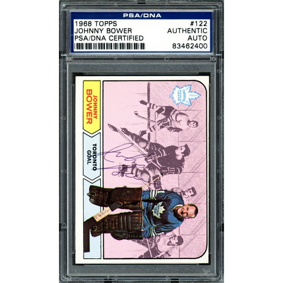 Johnny Bower Autographed 1968 Topps Card #122 Toronto Maple Leafs PSA/DNA #83462400