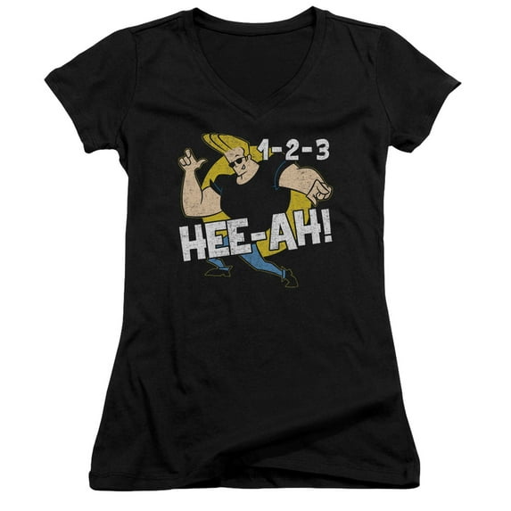 Johnny Bravo 123 Junior Women's T-Shirt V-Neck Black