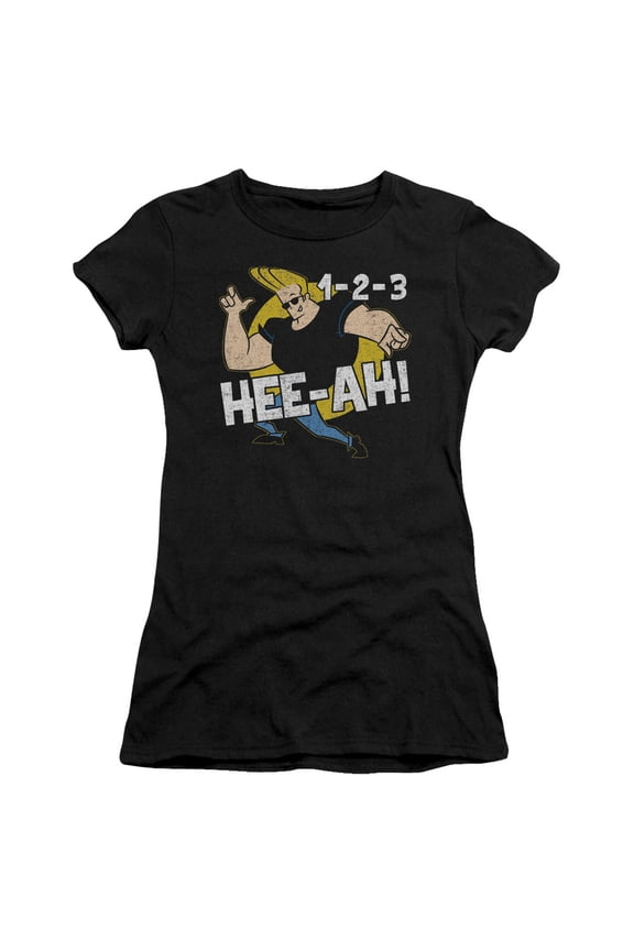 Johnny Bravo 123 S/S Junior Women's T-Shirt Sheer Black