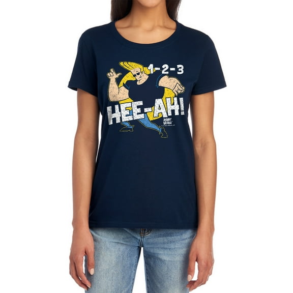 Johnny Bravo 123 Women's T Shirt, Navy, Large