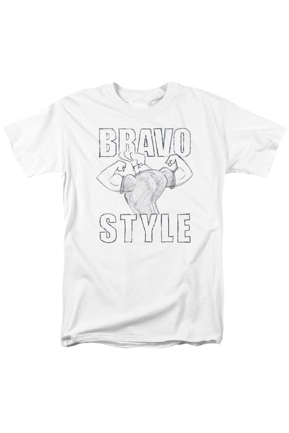 Johnny Bravo - Bravo Style - Adult Unisex Short Sleeve T-Shirt - White
