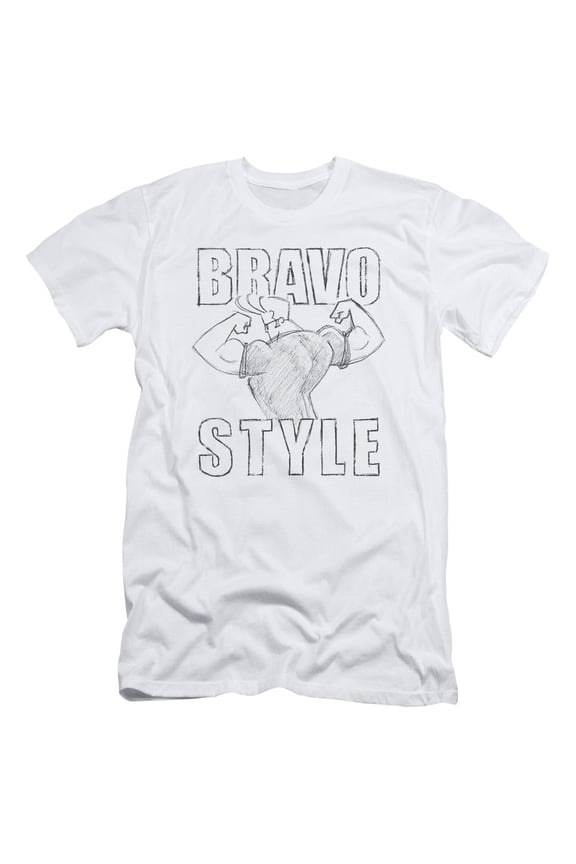 Johnny Bravo Bravo Style S/S Adult 30/1 T-Shirt White