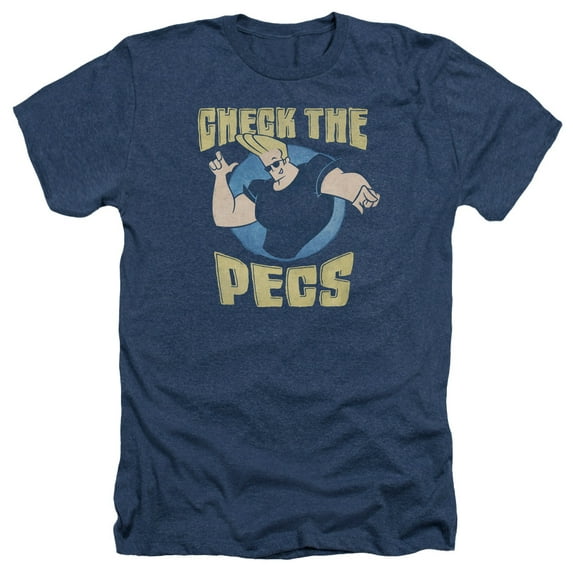 Johnny Bravo - Check The Pects - Heather Short Sleeve Shirt - Small