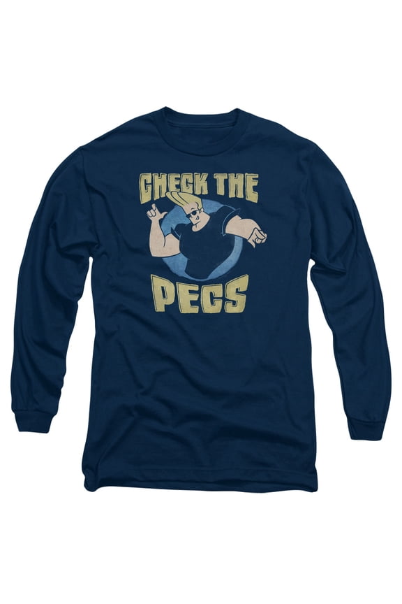 Johnny Bravo - Check The Pects - Long Sleeve Shirt - Large