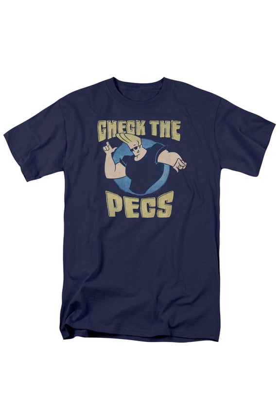 Johnny Bravo Men's Check The Pects T-shirt X-Large Navy