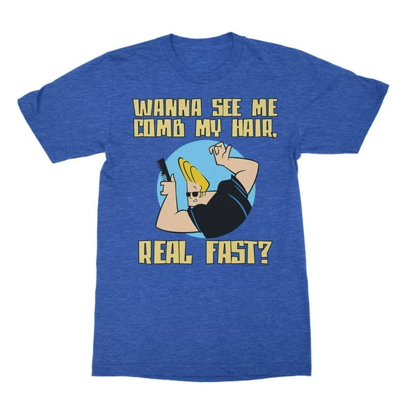 Johnny Bravo Comb Hair Royal Heather Adult T-Shirt
