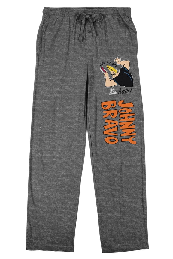 Johnny Bravo Don't Touch The Hair Men's Graphite Heather Sleep Pajama Pants-Large