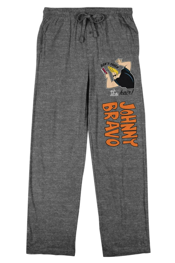 Johnny Bravo Don't Touch The Hair Men's Graphite Heather Sleep Pajama Pants-XXL