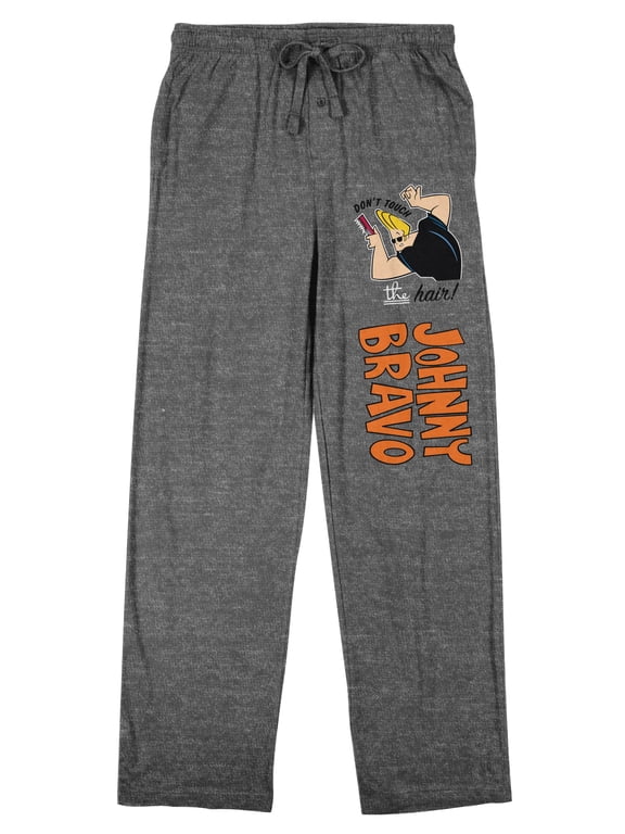 Johnny Bravo Don't Touch The Hair Men's Graphite Heather Sleep Pajama Pants-XXL