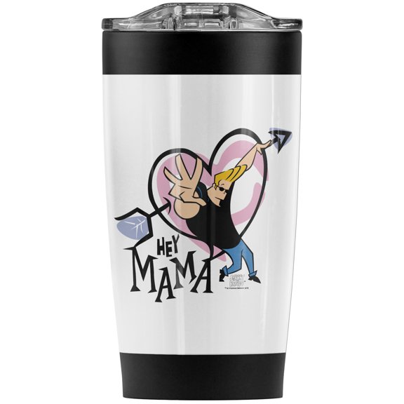 Johnny Bravo/Hey Mama Heart Stainless Steel Tumbler 20 oz Coffee Travel Mug/Cup, Vacuum Insulated & Double Wall with Leakproof Sliding Lid | Great for Hot Drinks and Cold Beverages