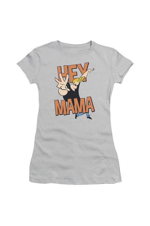 Johnny Bravo - Hey Mama - Juniors Teen Girls Cap Sleeve Shirt - Medium