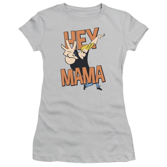 Johnny Bravo - Hey Mama - Juniors Teen Girls Cap Sleeve Shirt - Medium