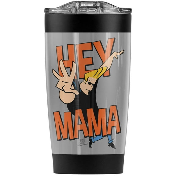 Johnny Bravo/Hey Mama Stainless Steel Tumbler 20 oz Coffee Travel Mug/Cup, Vacuum Insulated & Double Wall with Leakproof Sliding Lid | Great for Hot Drinks and Cold Beverages