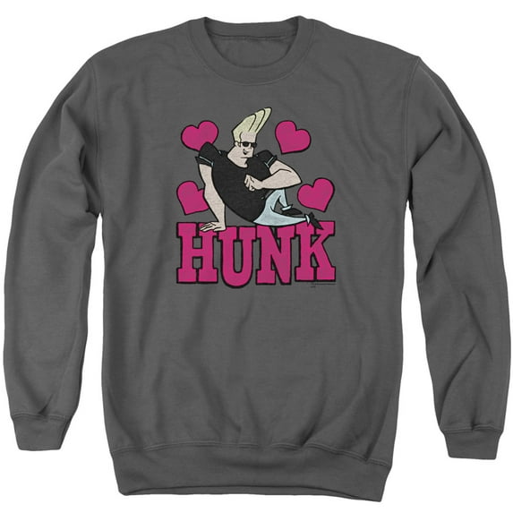 Johnny Bravo Hunk Adult Crewneck Sweatshirt Charcoal